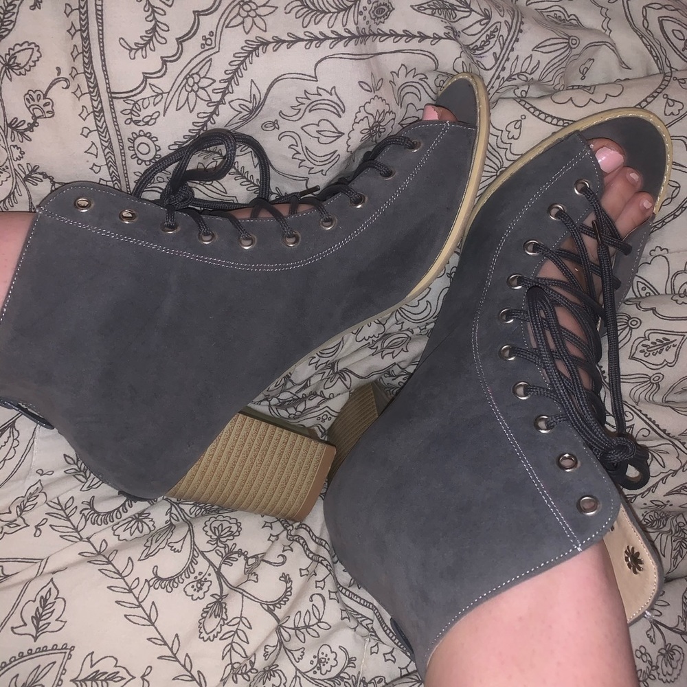 Lace up heel booties